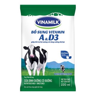 Thùng 48 Bịch Sữa tiệt trùng Vinamilk Có đường bịch 220ml