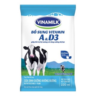 Thùng 48 Bịch Sữa tiệt trùng Vinamilk Không đường bịch 220ml