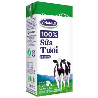 Thùng Sữa tươi Vinamilk 12 hộp tiệt trùng 100% có đường 1 Lít x 12